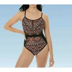 NWT Beach Betty Slimming One Piece Swimsuit Geometric Print